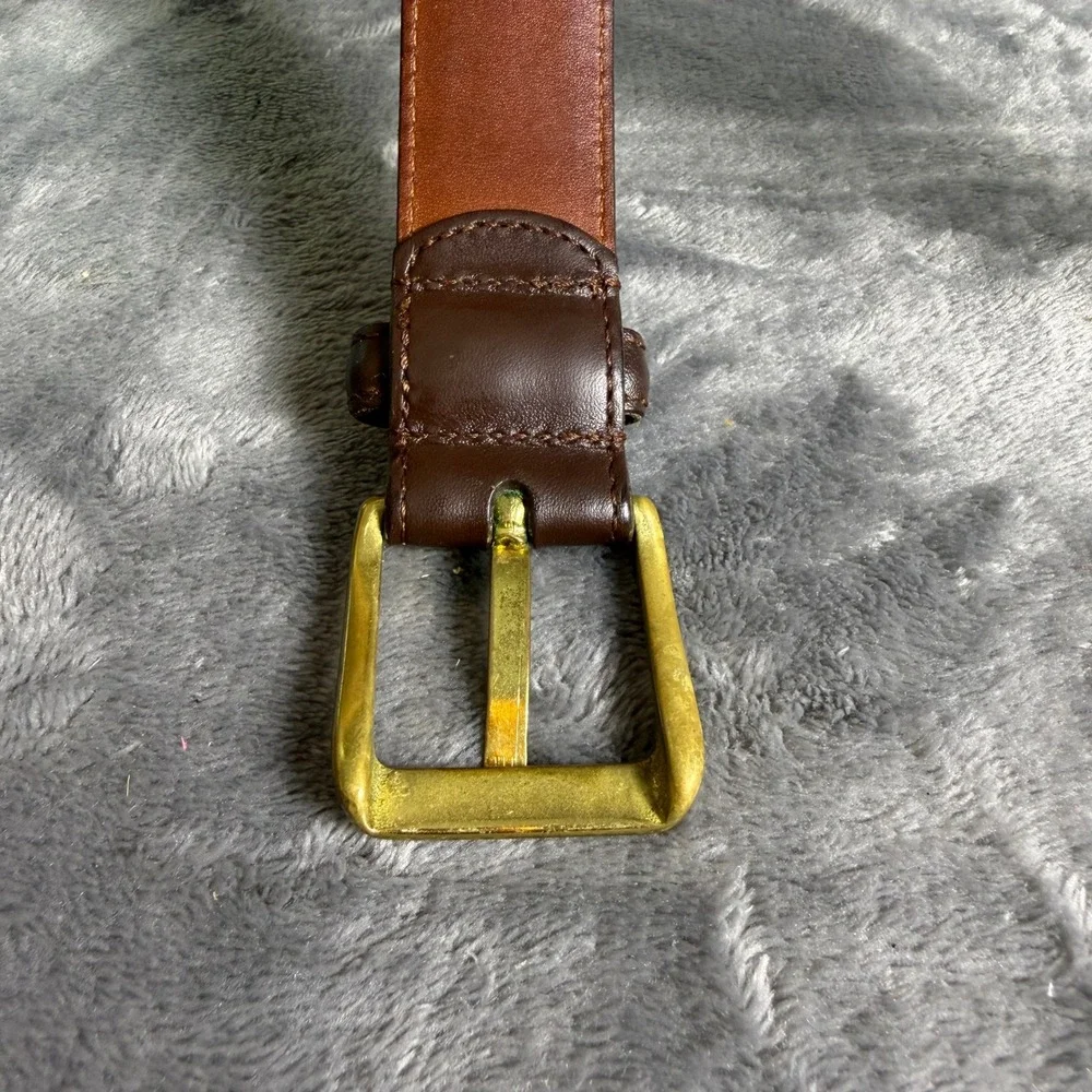 Vintage Coach 5950 Mens 36 Brown Burnished Cowhide Leather Belt Brass Buckle USA
